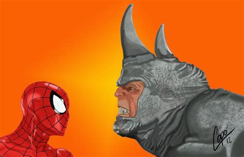 Spider Man Vs Rhino By Jorge Copo Comic Art Spiderman Man Vs