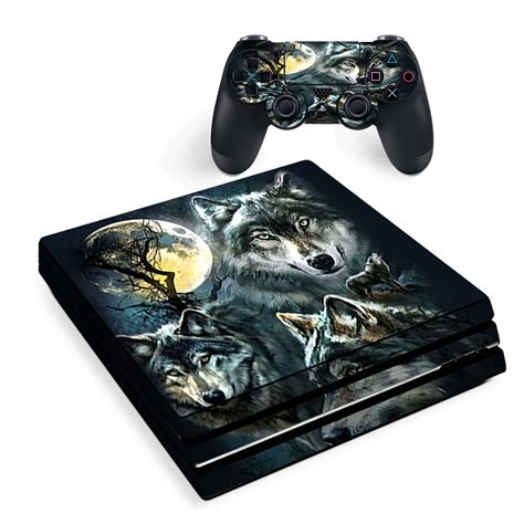 Skin For Sony Ps4 Pro Console Decal Stickers Skins Cover 3 Wolves