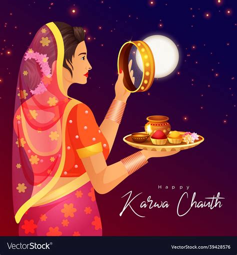 Banner Design Of Happy Karwa Chauth Royalty Free Vector