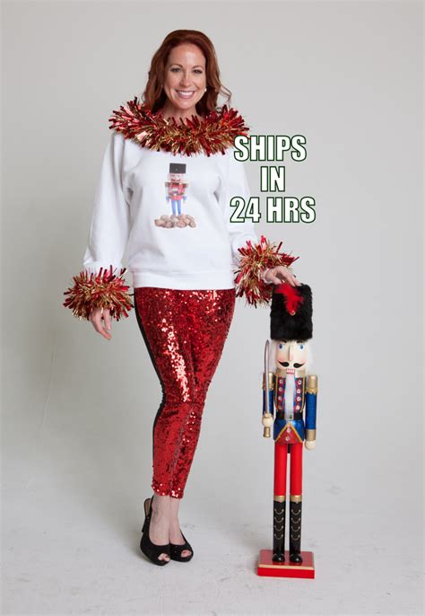 Womens Ugly Christmas Sweater Nutcracker Off Shoulder Tacky Etsy