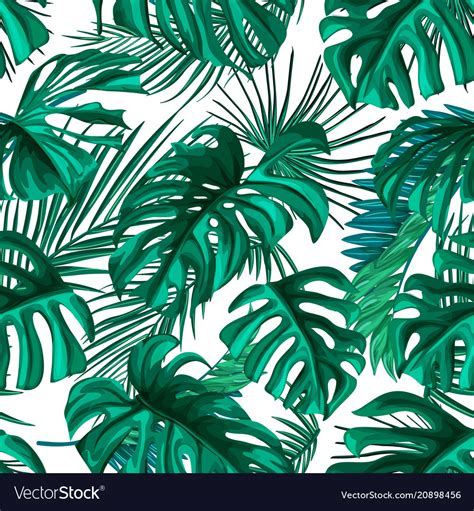 Tropical Leaves Summer Seamless Pattern Royalty Free Vector