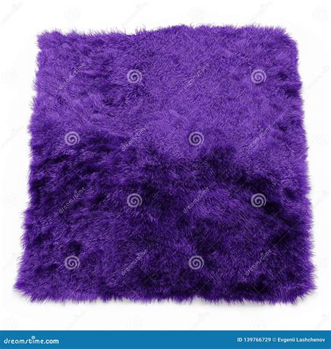 Purple Fluffy Purple Carpet On A White Background 3d Rendering Stock
