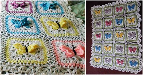 Afghan Granny Square With Butterflies Motif Free