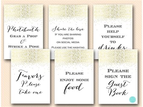 gold bridal shower decoration signs baby printabell