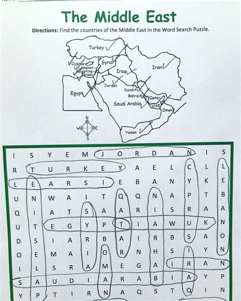 Middle East Map Worksheet Best Of Middle East Word Search Puzzle