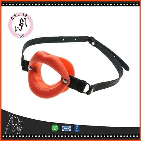 strapon genuine leather rubber lips shaped o ring mouth gag bdsm fetish adult sex toys china