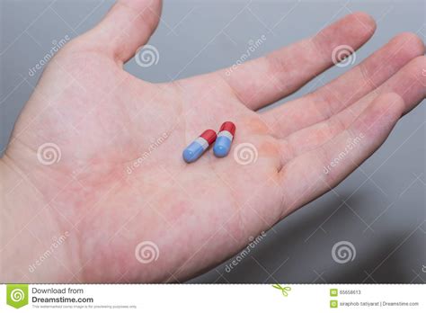Red Grey Blue Pills Stock Image Image Of Capsule Medicine 65658613