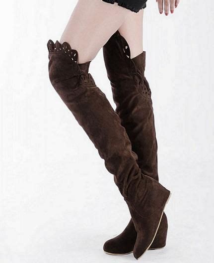 New Sex Knee High Boots Within Higher Slope With Lace Flowers Womens