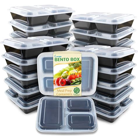 Enther Meal Prep Containers 20 Pack 3 Compartment With