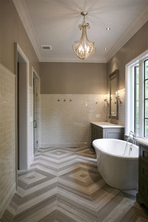 Herringbone Floor Tiles Contemporary Bathroom Cr
