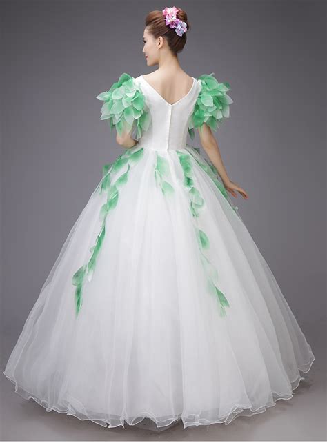 Green Leaf Vine Fairy Cosplay Ball Gown Medieval Dress Renaissance Gown Queen Victorian Marie