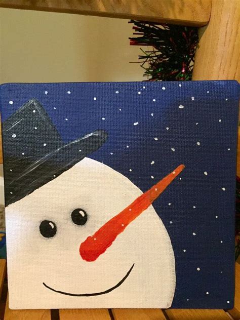 Snowman Painting Cute Snowman Art Christmas Snowman On Canvas Snowman