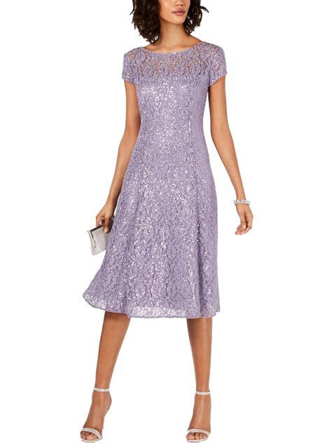 Slny Womens Lace Sequined Midi Dress