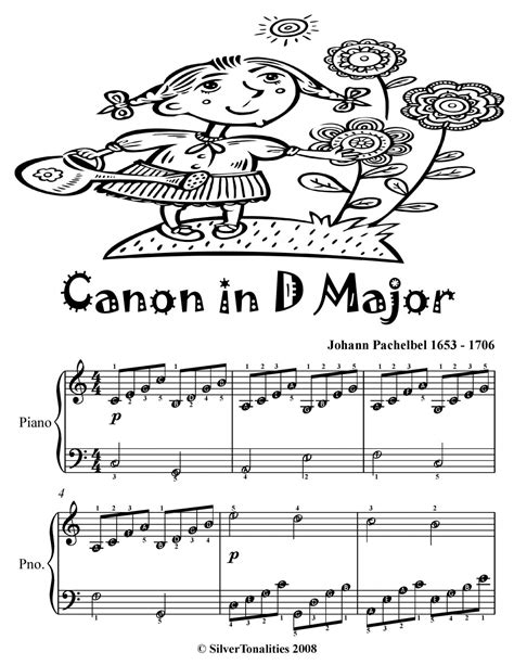 Printable piano sheet music links. Canon in D Major Easy Piano Sheet Music Tadpole Edition PDF