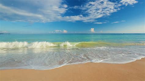 Tropical Beach Ocean Scenic Landscape Waves Rolling And