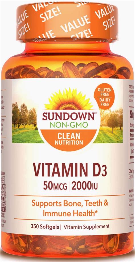 4.9 out of 5 stars 20. Sundown Naturals® Vitamin D3 50 mcg (2000 IU), 350 ...