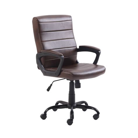 Mid Back Manager S Office Chair With Arms Bonded Leather Multiple Colors Walmart Com