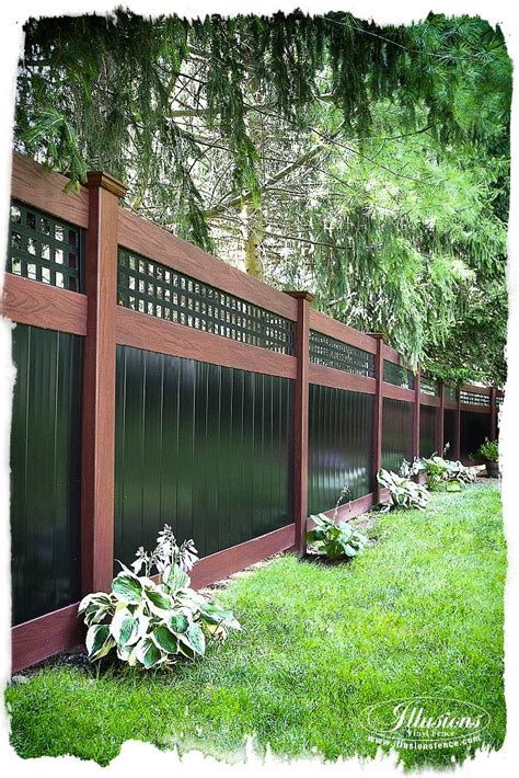 From natural stone to split rails and 20 backyard fence ideas for instant charm (and privacy!) natural stone, split rails, reclaimed wood—the sky's the limit when it comes to a backyard fence. Rosewood and Black PVC Vinyl Privacy Fence - Illusions ...