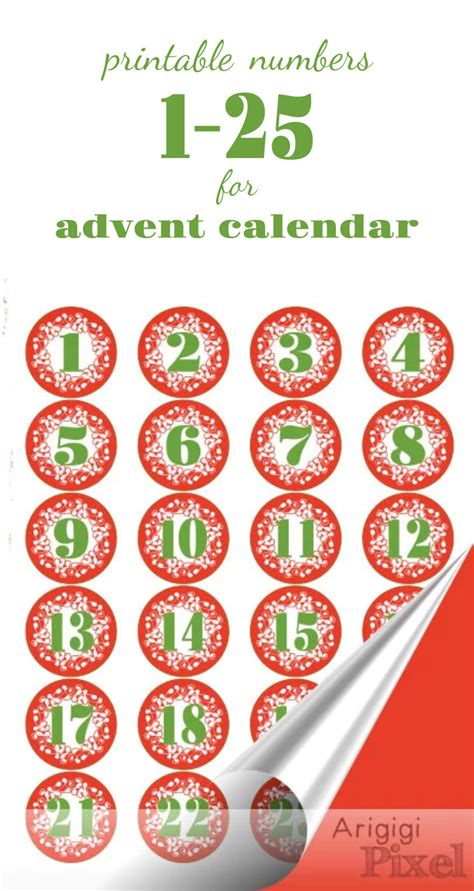 Printable Advent Calendar Numbers 1 25 Letters Merry Etsy Uk