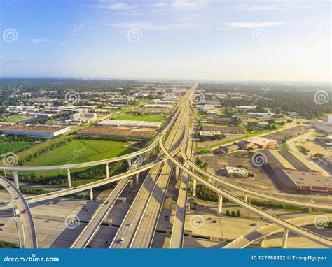 Top View Five Level Stack Interchange Expressway In Houston Tex Stock