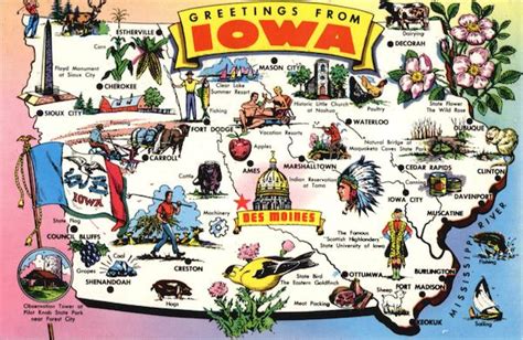 Iowa Tourist Map Scenic Ia