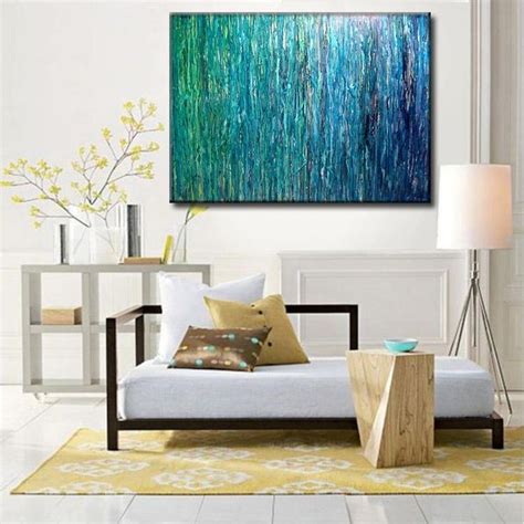 Blue Green Abstract Painting Original Modern Wall Decor Large