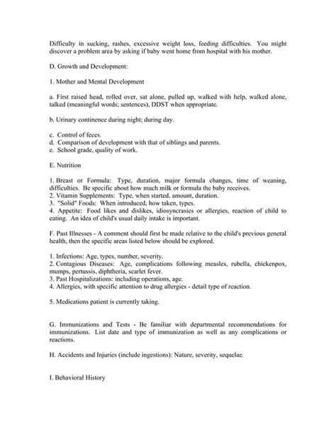 Outline For Pediatric History And Physical Examination Pdf