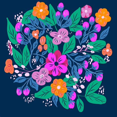 Ditsy Floral Pattern With Bright Colorful Flowers 830002 Vector Art At
