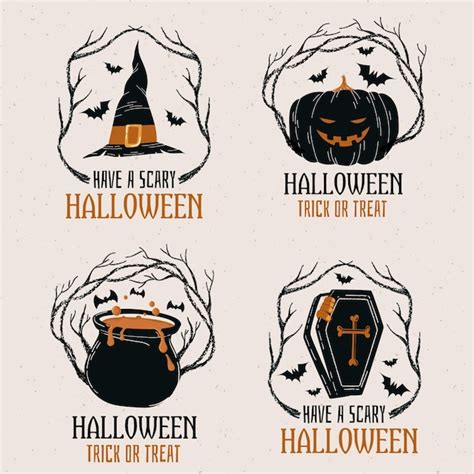 Free Vector Hand Drawn Halloween Badge Collection