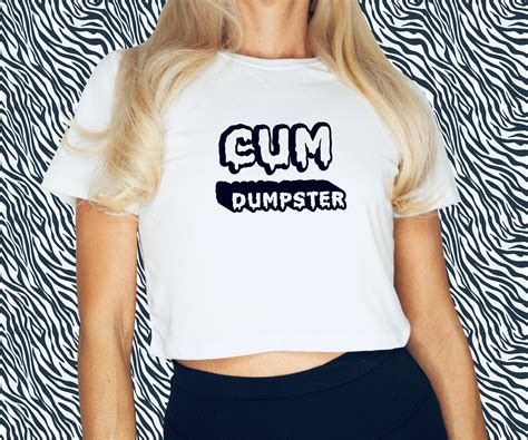 cum dumpster logo crop top sexy fetish ddlg clothing bdsm bimbo girl bimbo doll kawaii princess