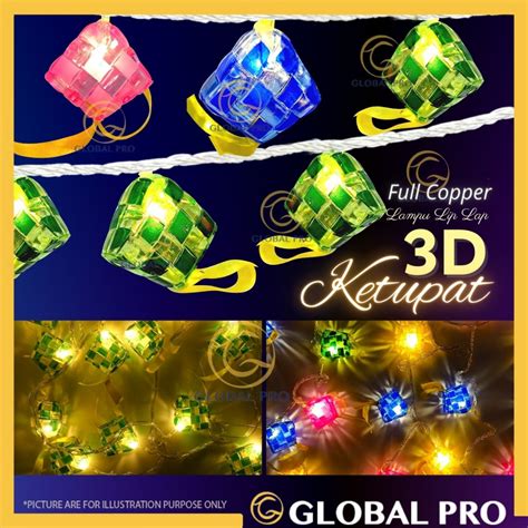 Raya 2023 20l 4m 3d Crystal Ketupat Led Chasing Decoration Lights