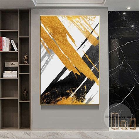 Framed Wall Art Abstract Gold Black Prints Painting On Canvas Etsy