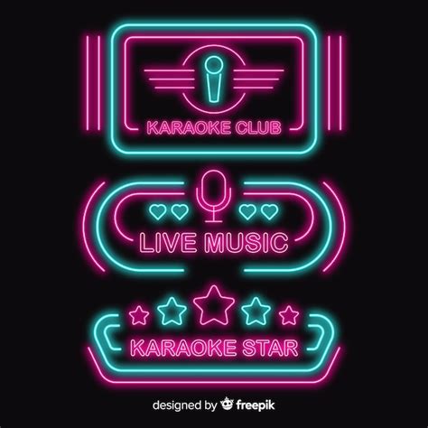 Free Vector Collection Of Karaoke Neon Lights