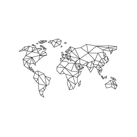 Dessin au trait continu dune carte du monde ligne simple. Carte Du Monde Geometrique | Carte De Paris