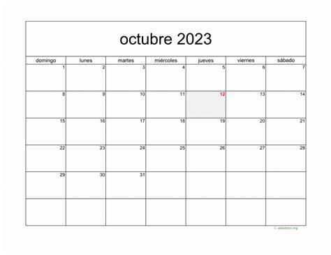 Calendario Octubre 2023 de México WikiDates org