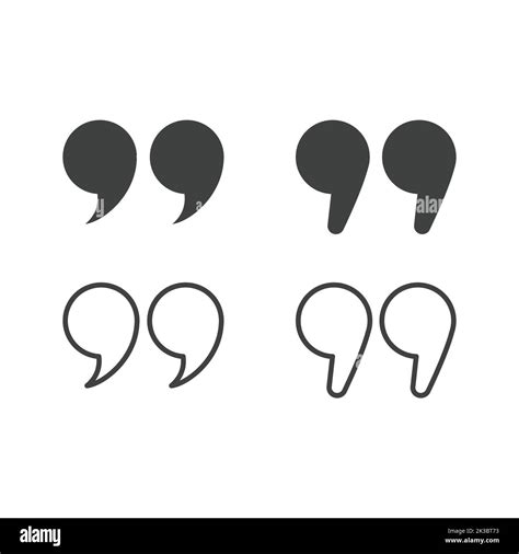 Quotes Quotation Marks Black Isolated Vector Icon Set Speech Mark