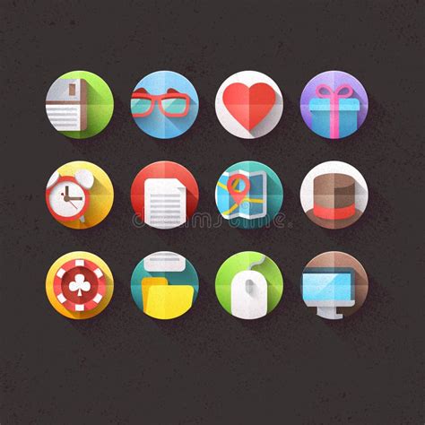 Flat Icons For Mobile And Web Applications Set 1 Stock Vector