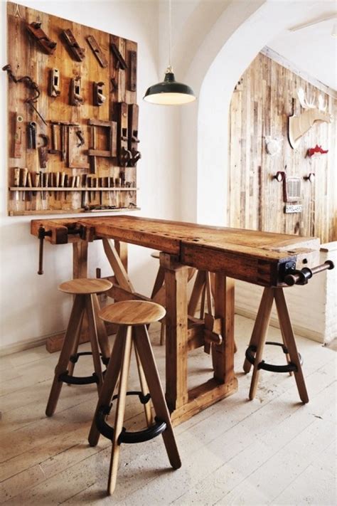 Wood Is Good! - A carpenter table is used as bar seating. The...