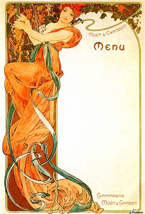 1899 Moet And Chandon Menu Alphonse Mucha Canvas