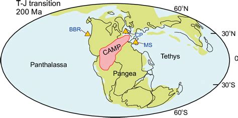 Simplified Paleogeographical Map For Triassic Jurassic Transition Download Scientific Diagram