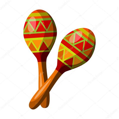 Mexican Maracas Icon In Cartoon Style Isolated On White Background