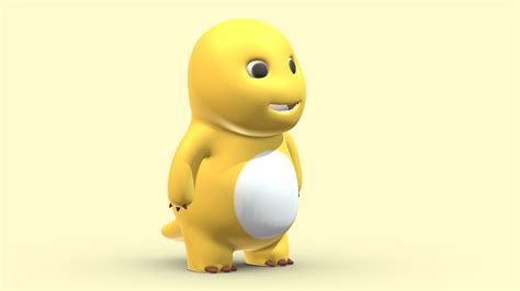 Chubby Yellow Dinosaur Cartoon Low Poly Pbr Buy Royalty Free 3d Model