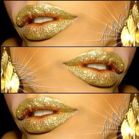 Gold Glitter Lips Glitter Lips Carnival Makeup Beautiful Lipstick