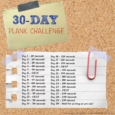 30 Day Plank Plank Challenge Printable 30 Day Plank Challenge