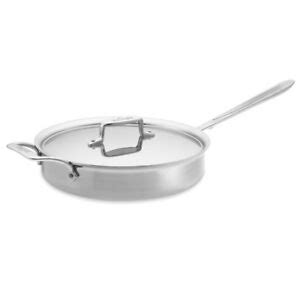 All Clad D Brushed Ply Stainless Steel Qt Saut Pan With Lid Ebay
