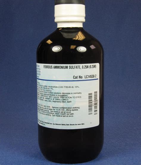 Ferrous ammonium sulfate spraying grass. FERROUS AMMONIUM SULFATE, 0.25N 1L H