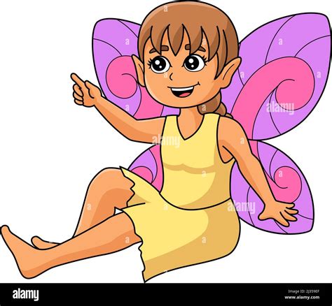 Fairy Sitting On A Mushroom Cartoon Clipart Stock Vector Image And Art