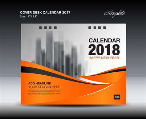 Orange Desk Calendar 2018 Cover Template Vector Eps Uidownload