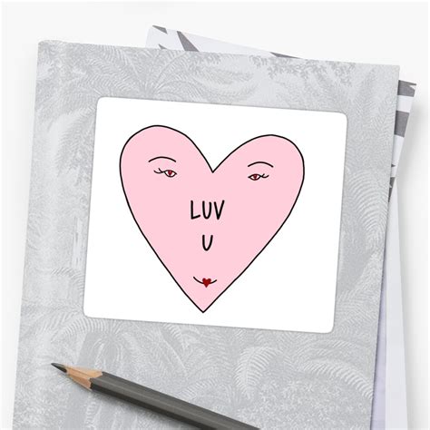 Luv U Pink Heart Sticker By Soulstickersss Redbubble