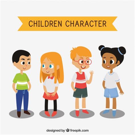 Set Of Children Characters Vector Free Download